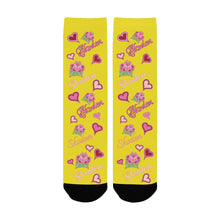 Load image into Gallery viewer, Ladies Skoden Floral Hearts Yellow Women&#39;s Custom Socks
