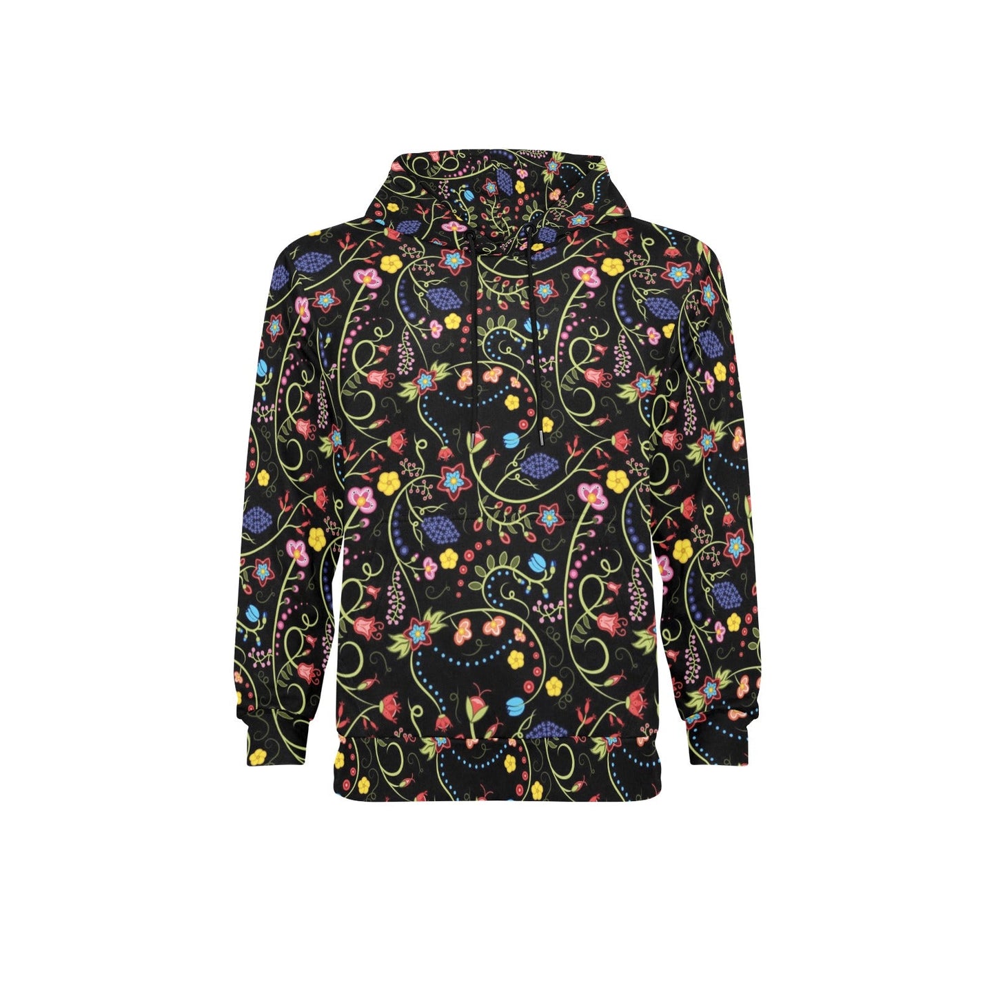 Fresh Fleur Midnight Men's Long Sleeve Fleece Hoodie