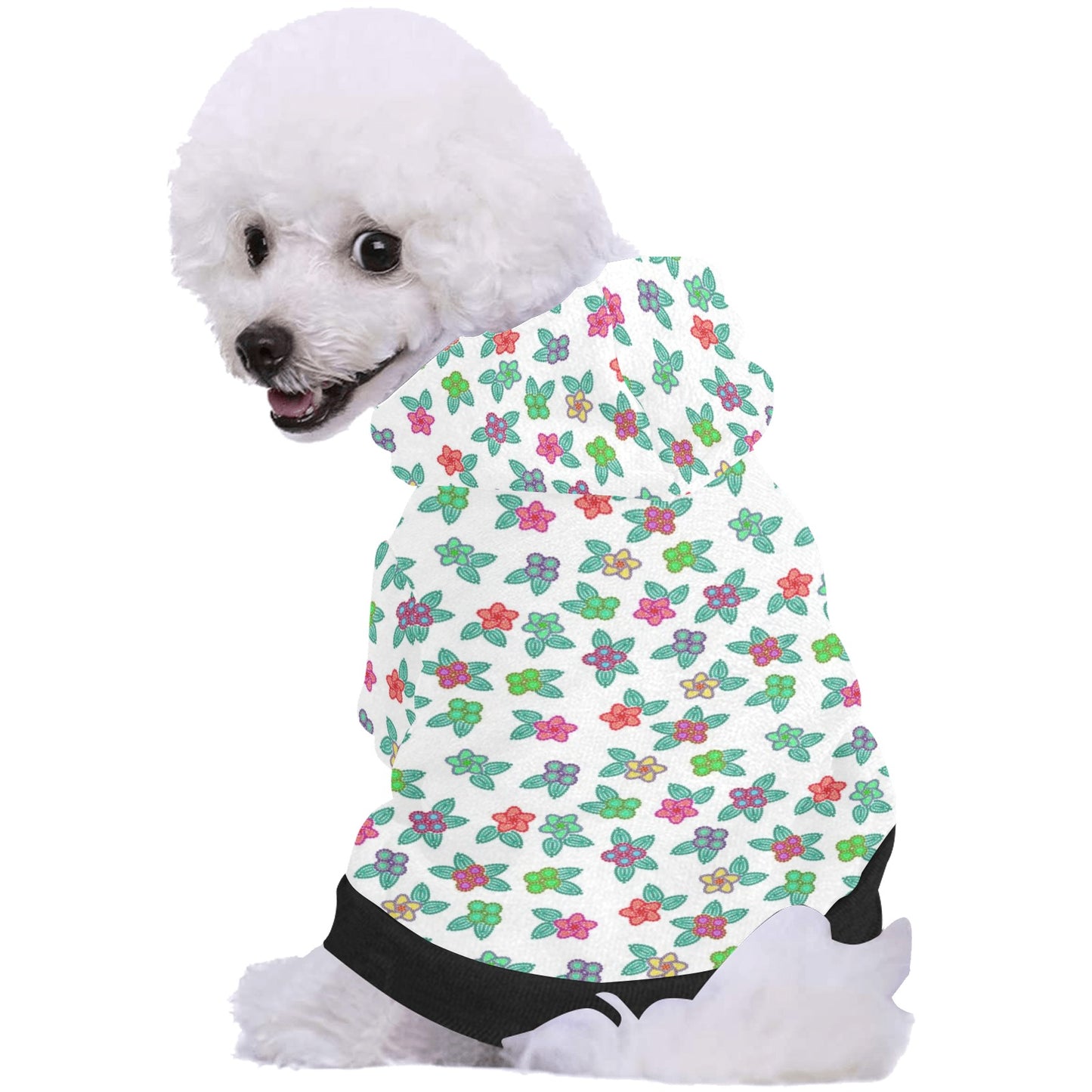 Berry Flowers White Pet Dog Hoodie