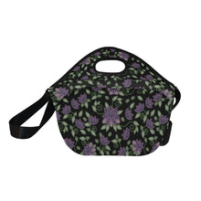 Load image into Gallery viewer, Purple Beaded Rose Neoprene Lunch Bag/Large
