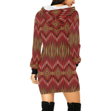 Load image into Gallery viewer, Fire Feather Red Hoodie Dress
