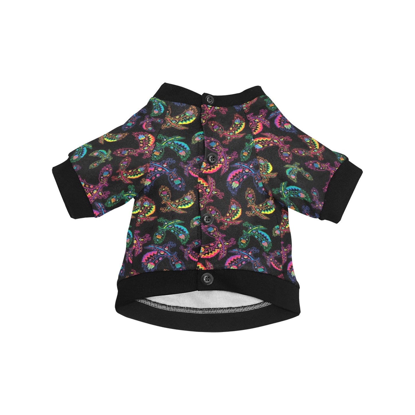 Neon Floral Eagles Pet Dog Round Neck Shirt