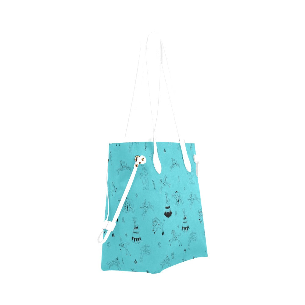 Ledger Dabbles Torquoise Clover Canvas Tote Bag