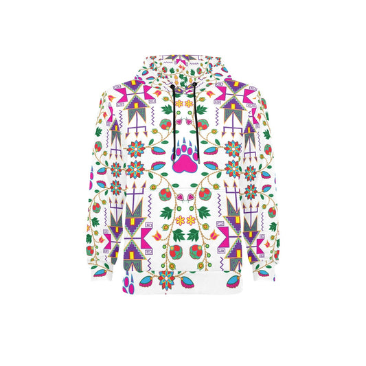 Geometric Floral Fall White Fleece Hoodie