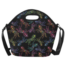 Load image into Gallery viewer, Neon Floral Horses Neoprene Lunch Bag/Large
