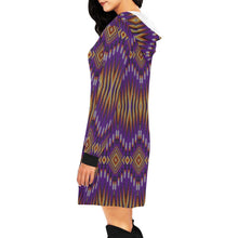 Load image into Gallery viewer, Fire Feather Purple Hoodie Dress
