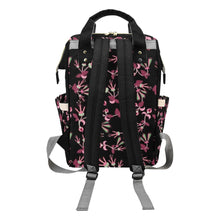 Load image into Gallery viewer, Floral Green Black Multi-Function Diaper Backpack/Diaper Bag
