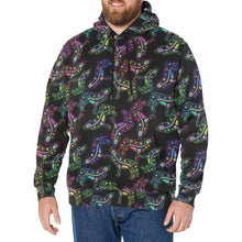 Load image into Gallery viewer, Neon Floral Wolves Men&#39;s Long Sleeve Fleece Hoodie
