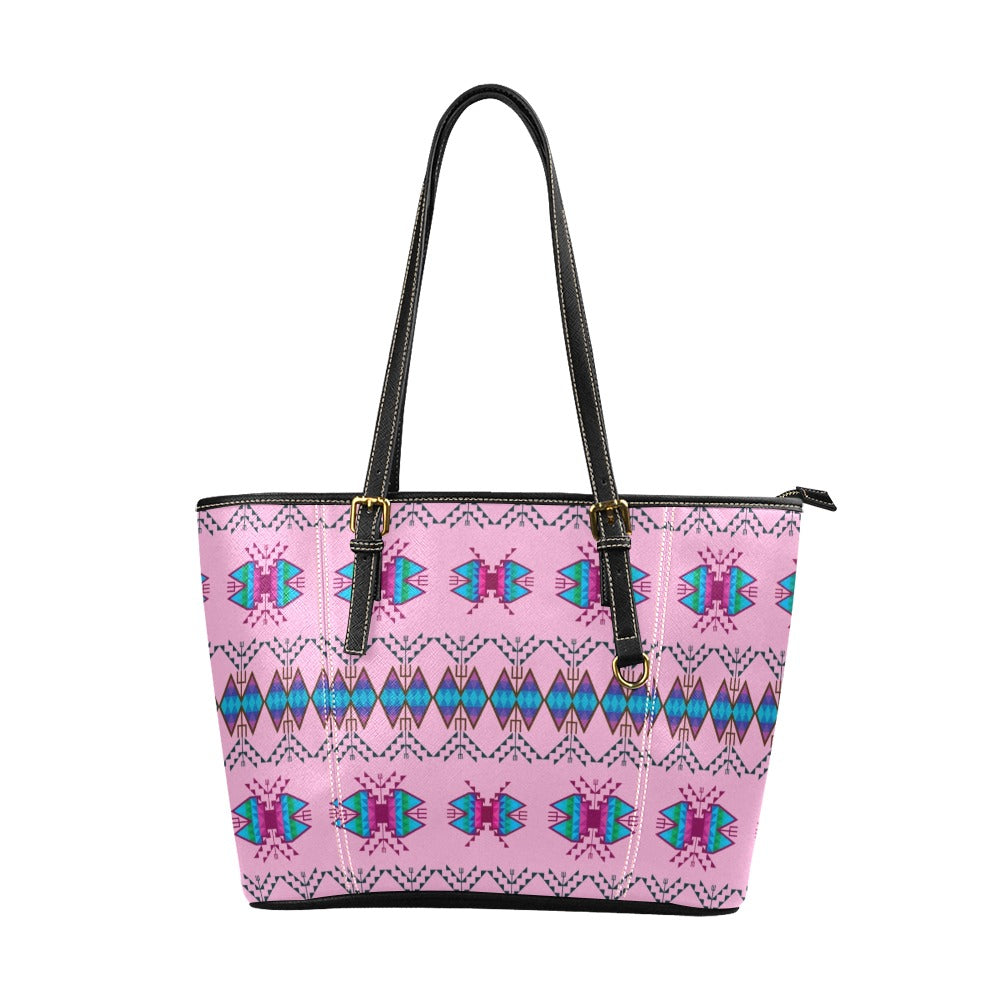 Sacred Trust Carnation Leather Tote Bag