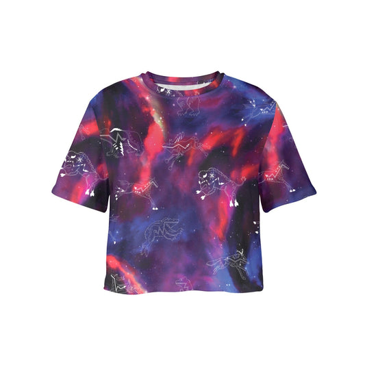 Animal Ancestors 3 Blue Pink Swirl Crop Top