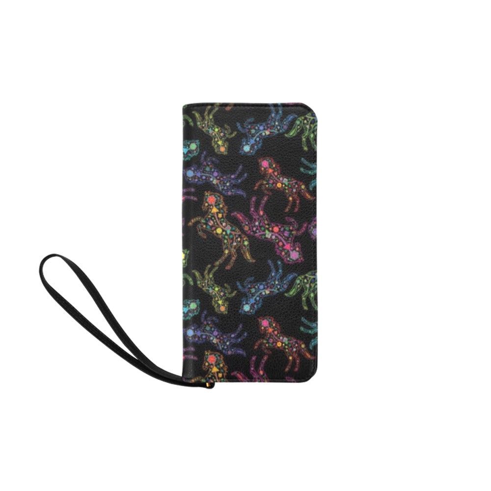 Neon Floral Horses Clutch