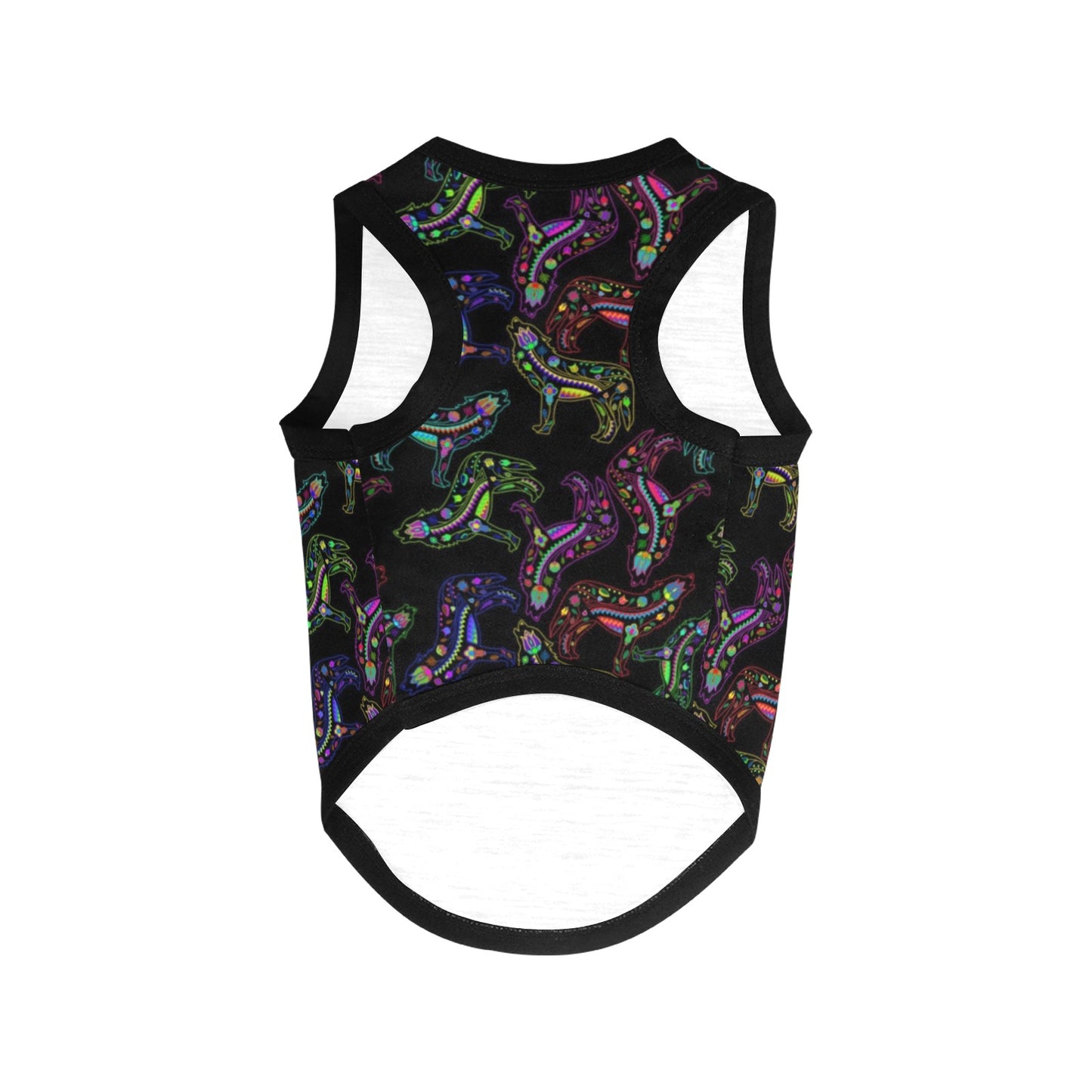 Neon Floral Wolves Pet Tank Top