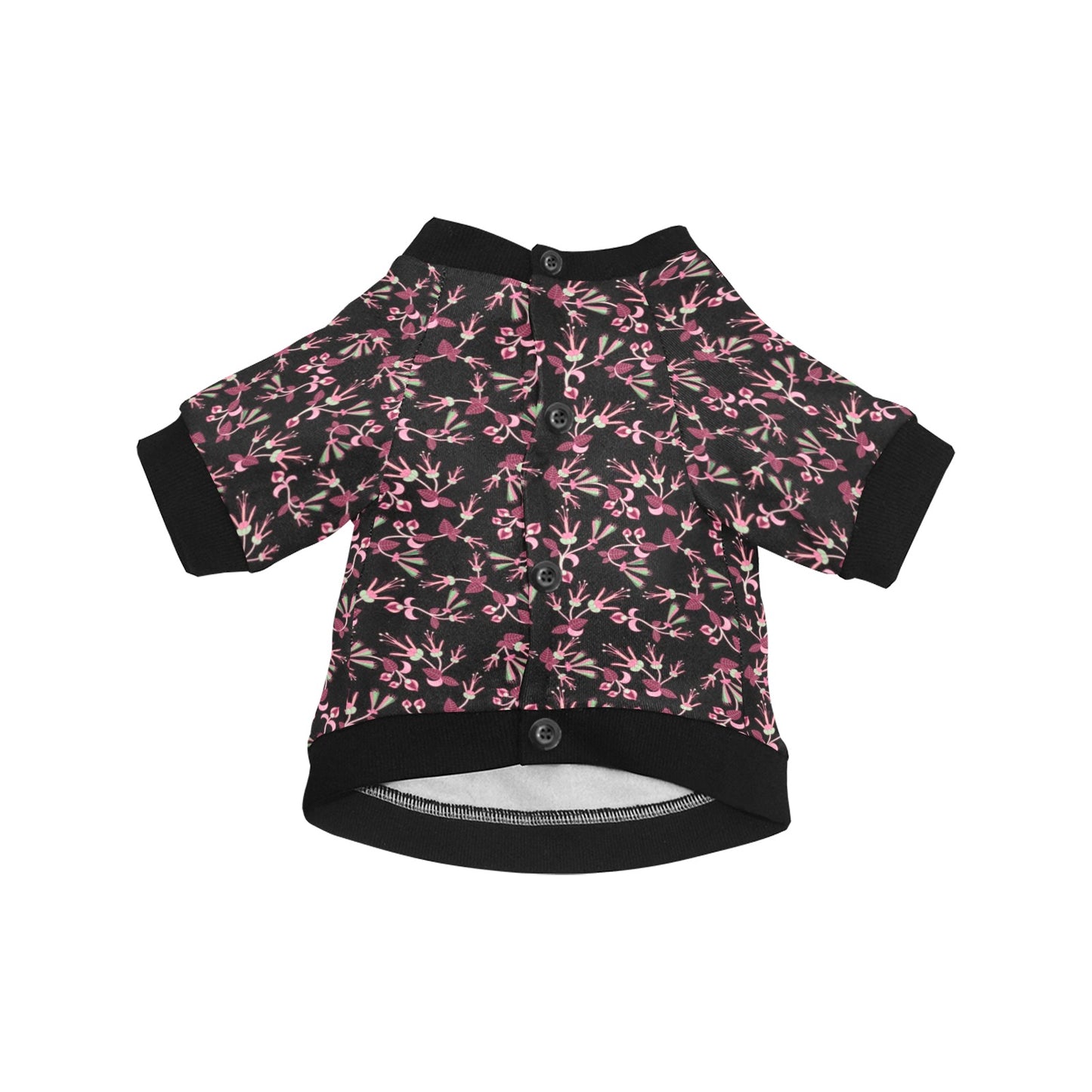 Floral Green Black Pet Dog Round Neck Shirt