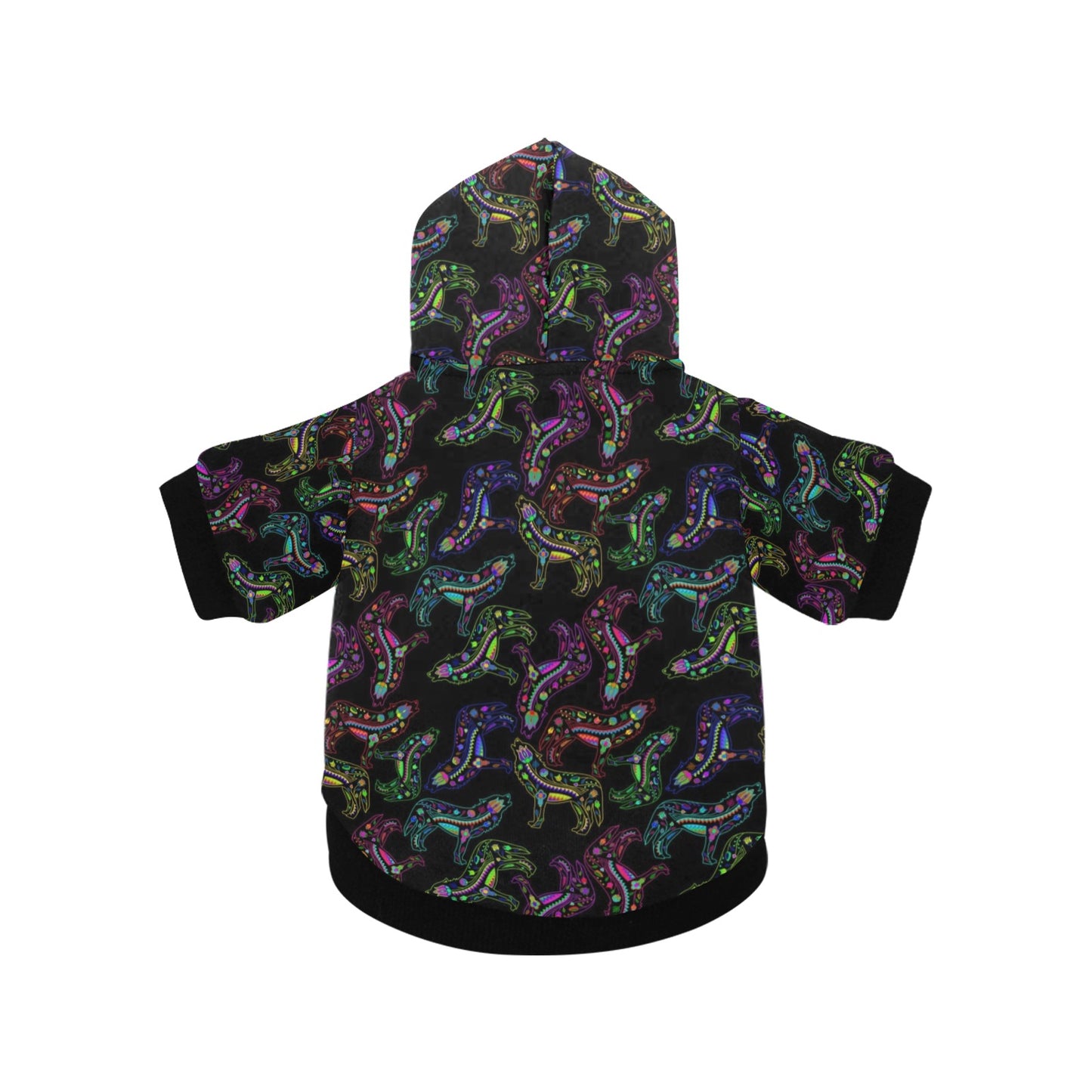 Neon Floral Wolves Pet Dog Hoodie