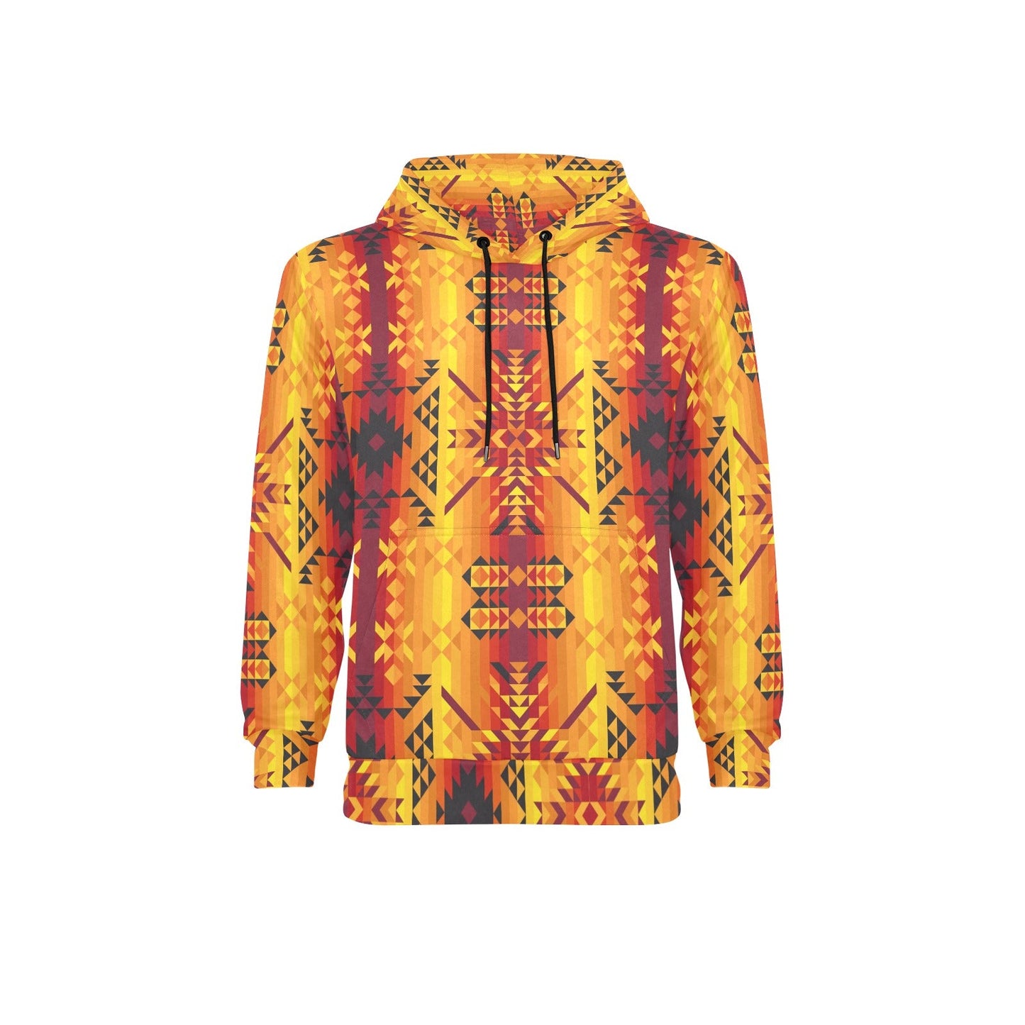 Desert Geo Yellow Red Men's Long Sleeve Fleece Hoodie