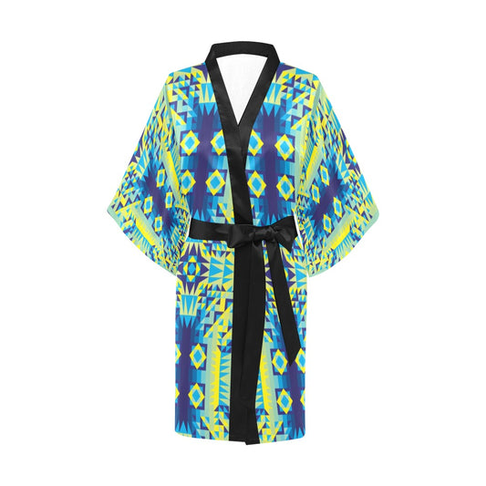 Kaleidoscope Jaune Bleu Kimono Robe