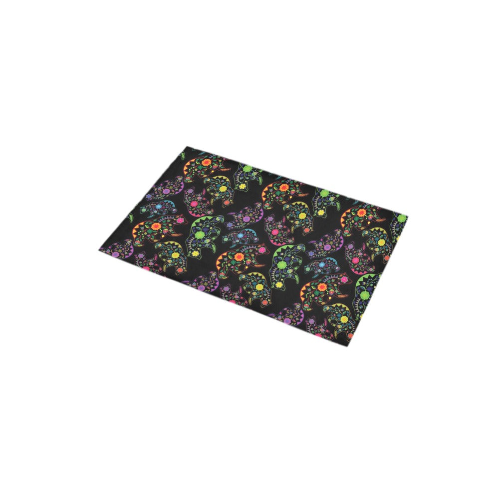 Neon Floral Bears Bath Rug 16''x 28''