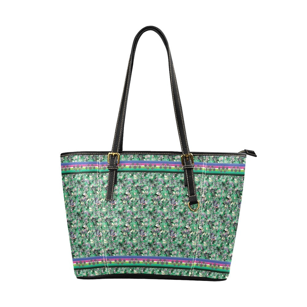 Culture in Nature Green Leather Tote Bag