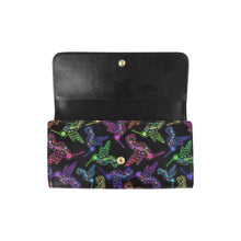 Load image into Gallery viewer, Neon Floral Hummingbirds Women&#39;s Trifold Wallet
