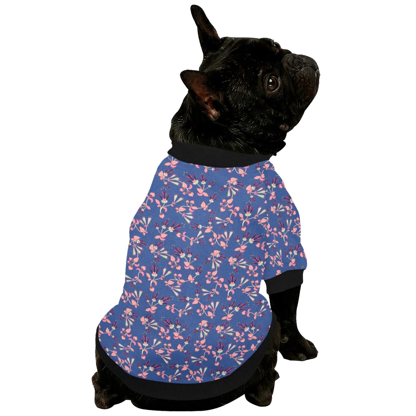 Swift Floral Peach Blue Pet Dog Round Neck Shirt