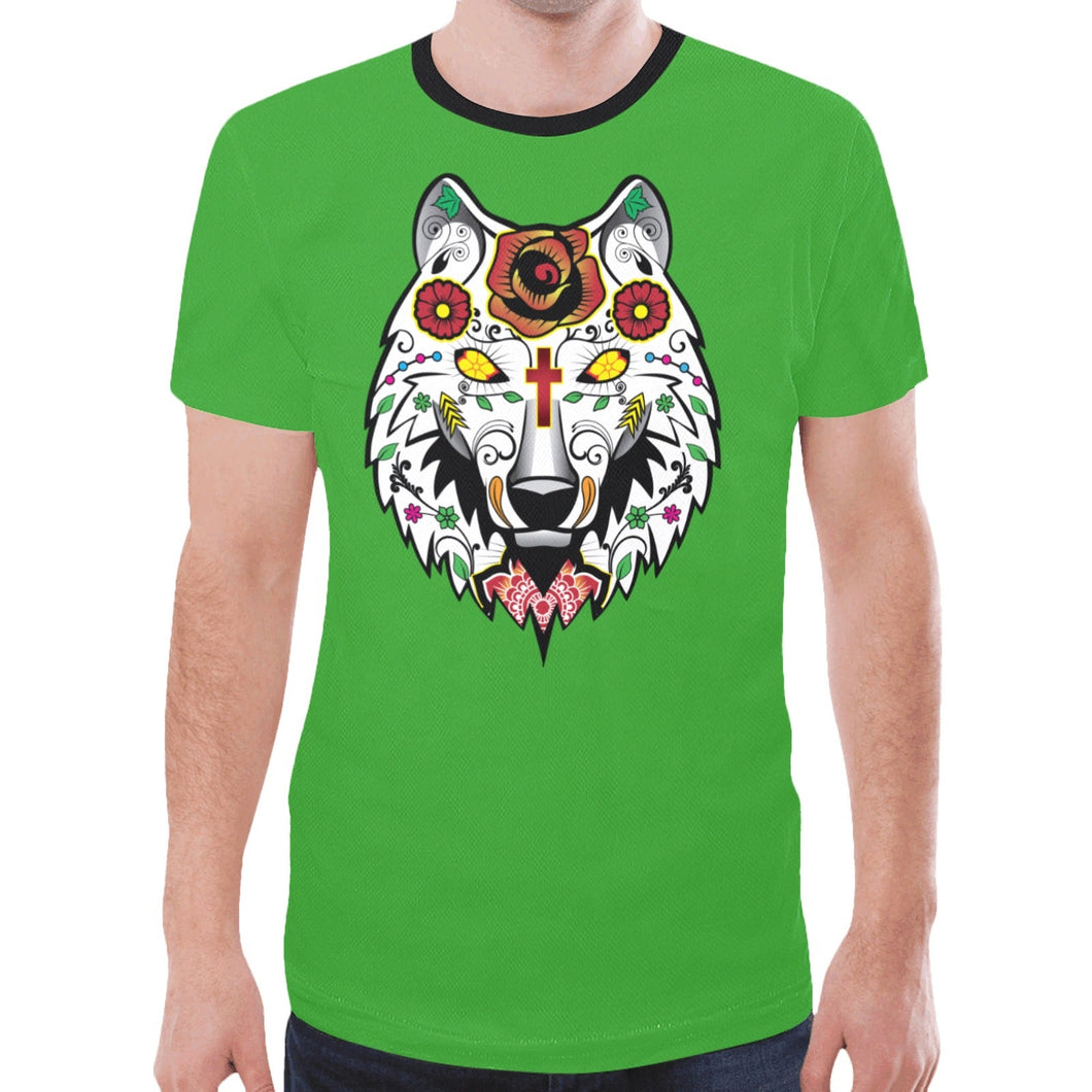 Wolf Spirit Guide Green New T-shirt for Men