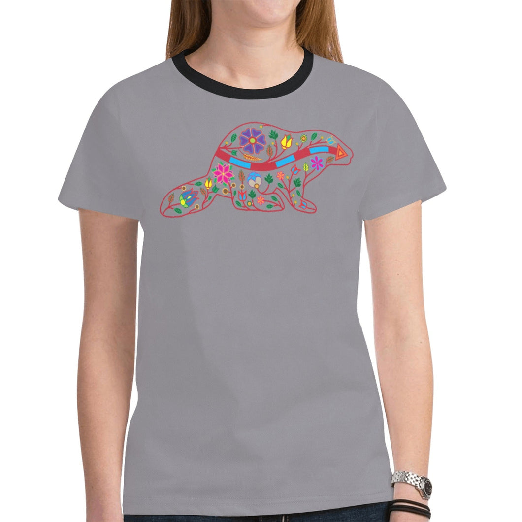 Floral Beaver Spirit Guide (Dark Gray) New T-shirt for Women