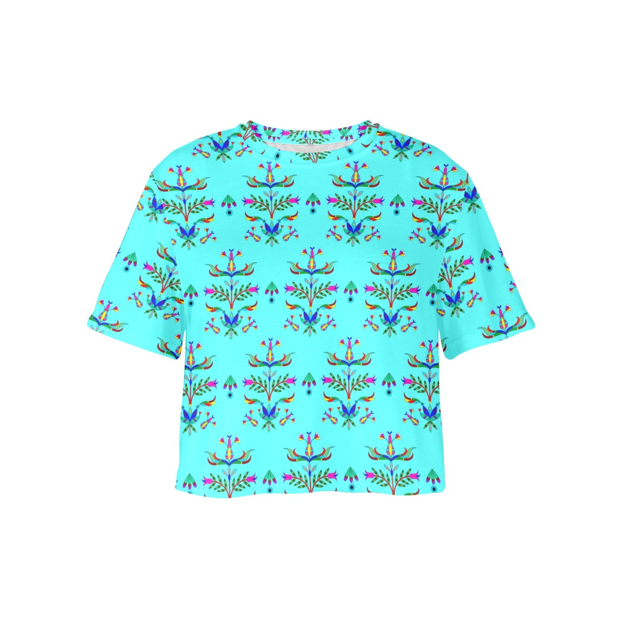 Dakota Damask Turquoise Crop Top