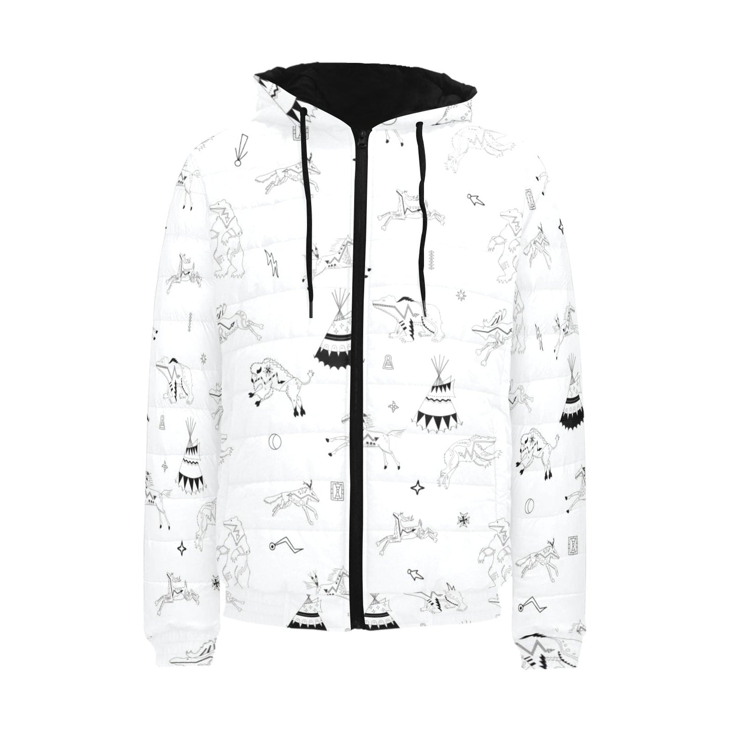 Ledger Dables White Men's Padded Hooded Jacket