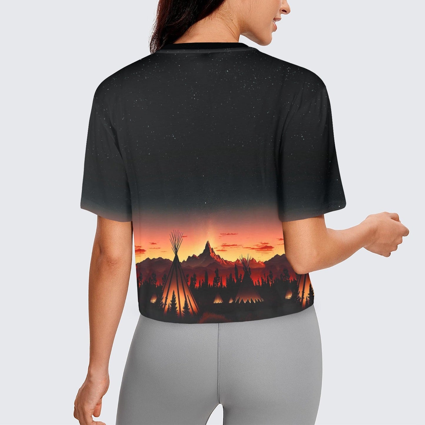 Sunset Tipis 1 Crop Top