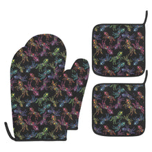 Load image into Gallery viewer, Neon Floral Horses Oven Mitt &amp; Pot Holder
