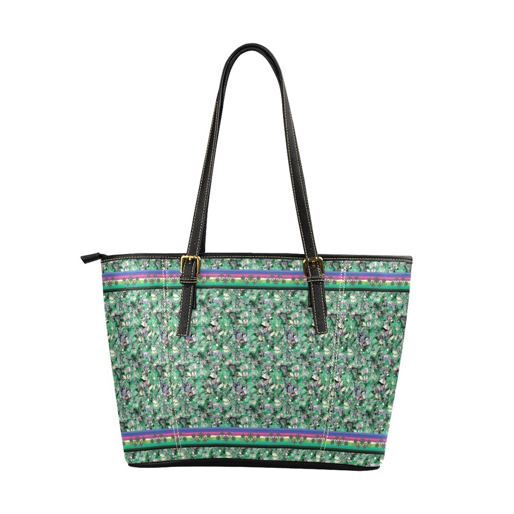 Culture in Nature Green Leather Tote Bag