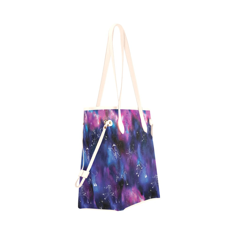 Animal Ancestors 1 Blue and Pink Clover Canvas Tote Bag