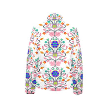 Load image into Gallery viewer, Floral Beadwork Four Clans White Women&#39;s Stand Collar Padded Jacket
