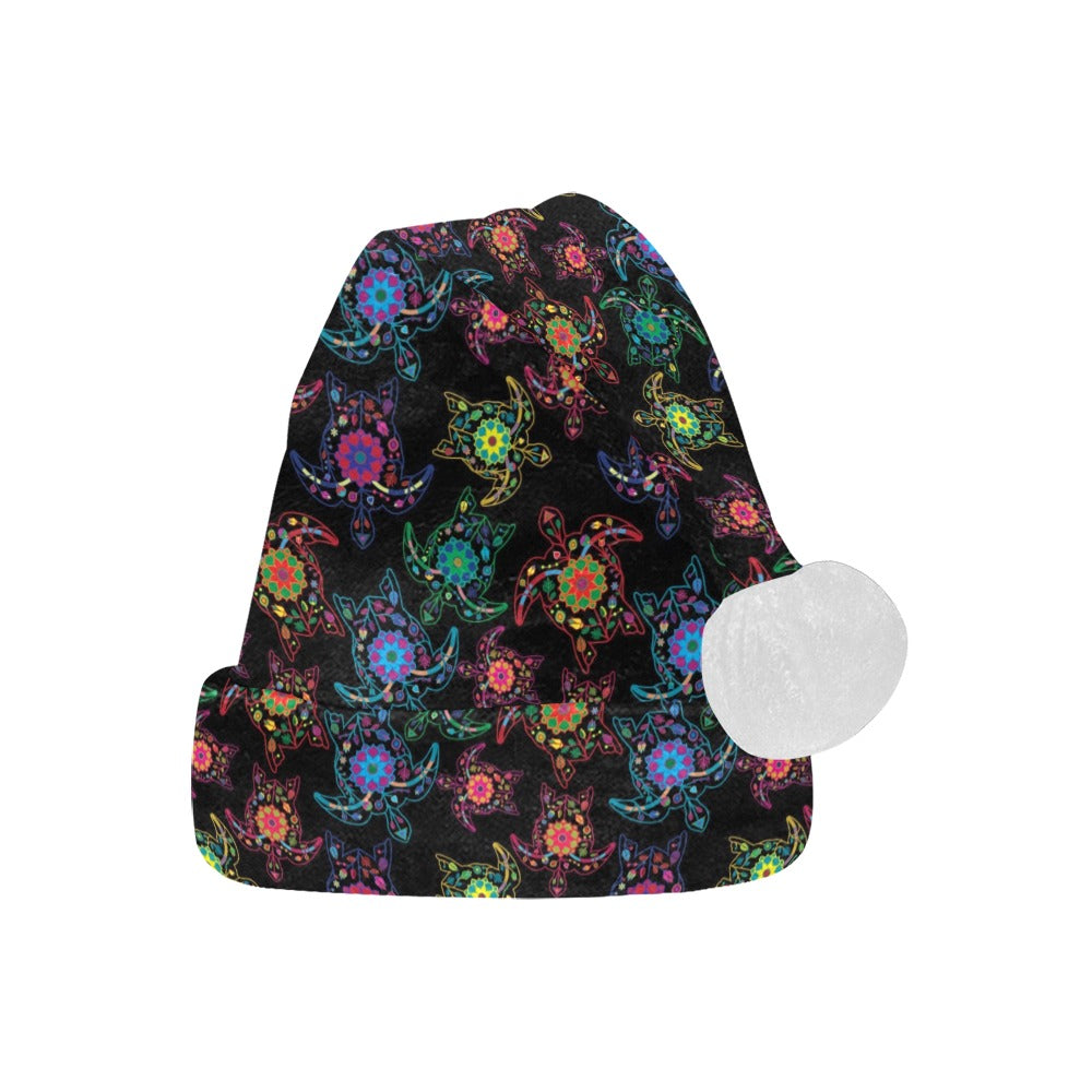 Neon Floral Turtles Santa Hat