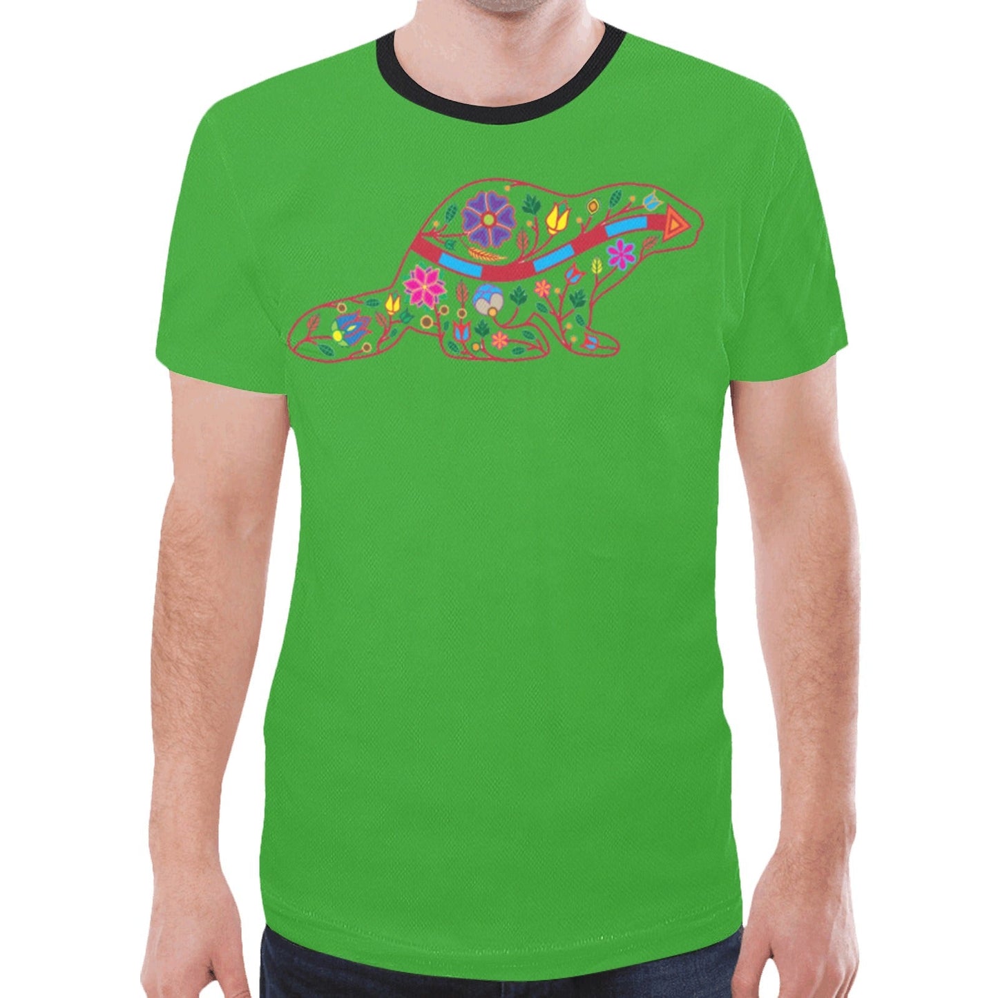 Floral Beaver Spirit Guide (Green) New T-shirt for Men