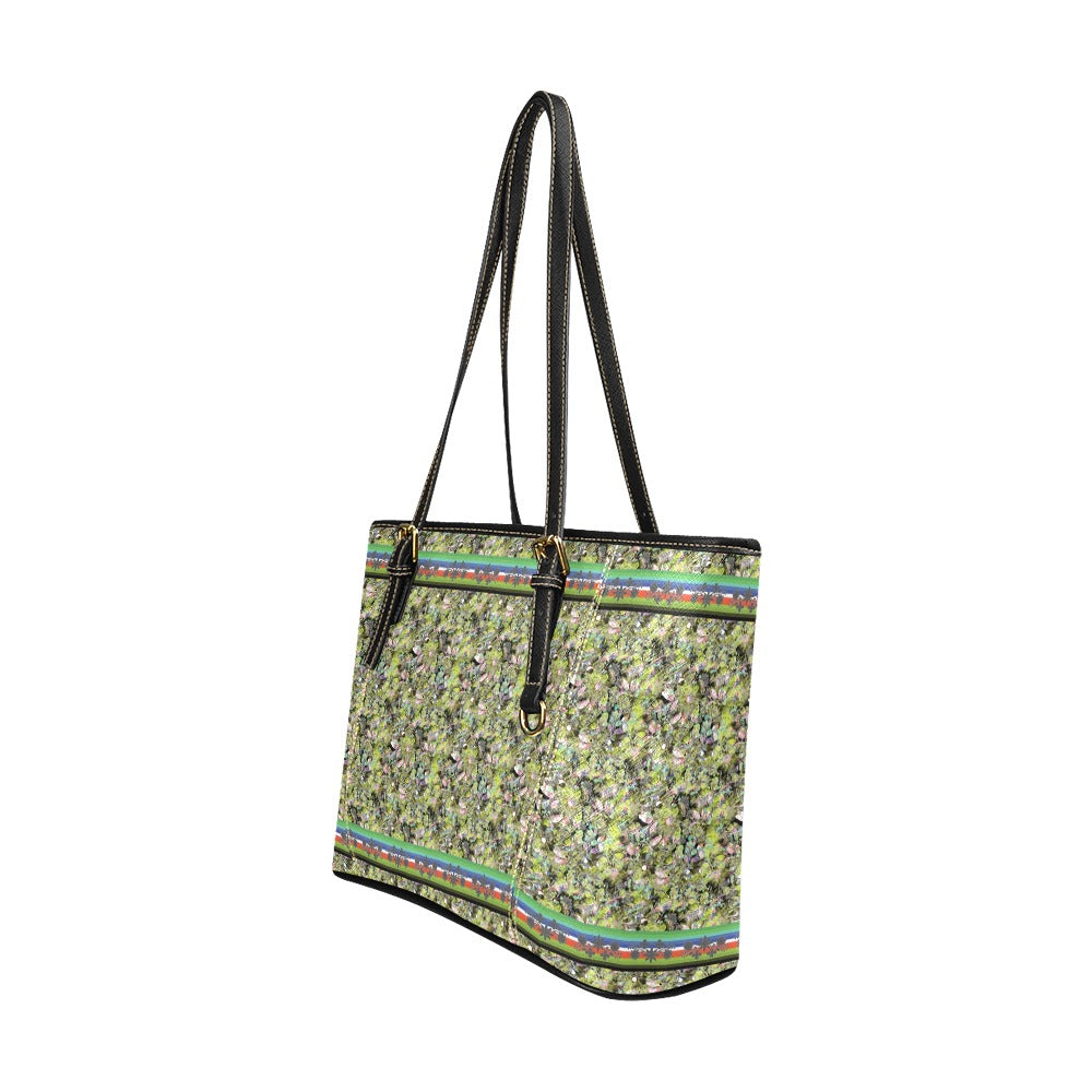 Culture in Nature Green Leaf Leather Tote Bag