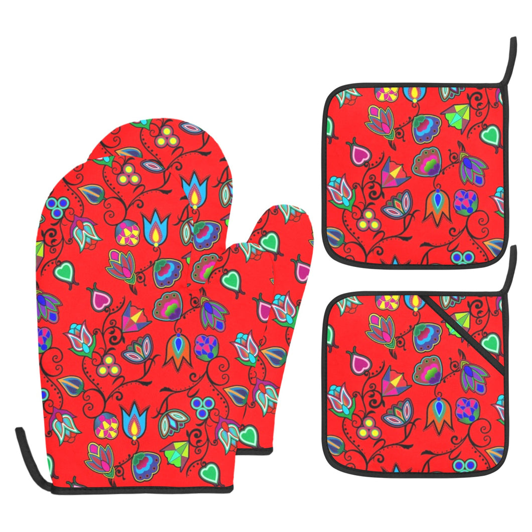 Indigenous Paisley Dahlia Oven Mitt & Pot Holder