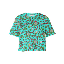 Load image into Gallery viewer, Strawberry Dreams Turquoise Crop Top
