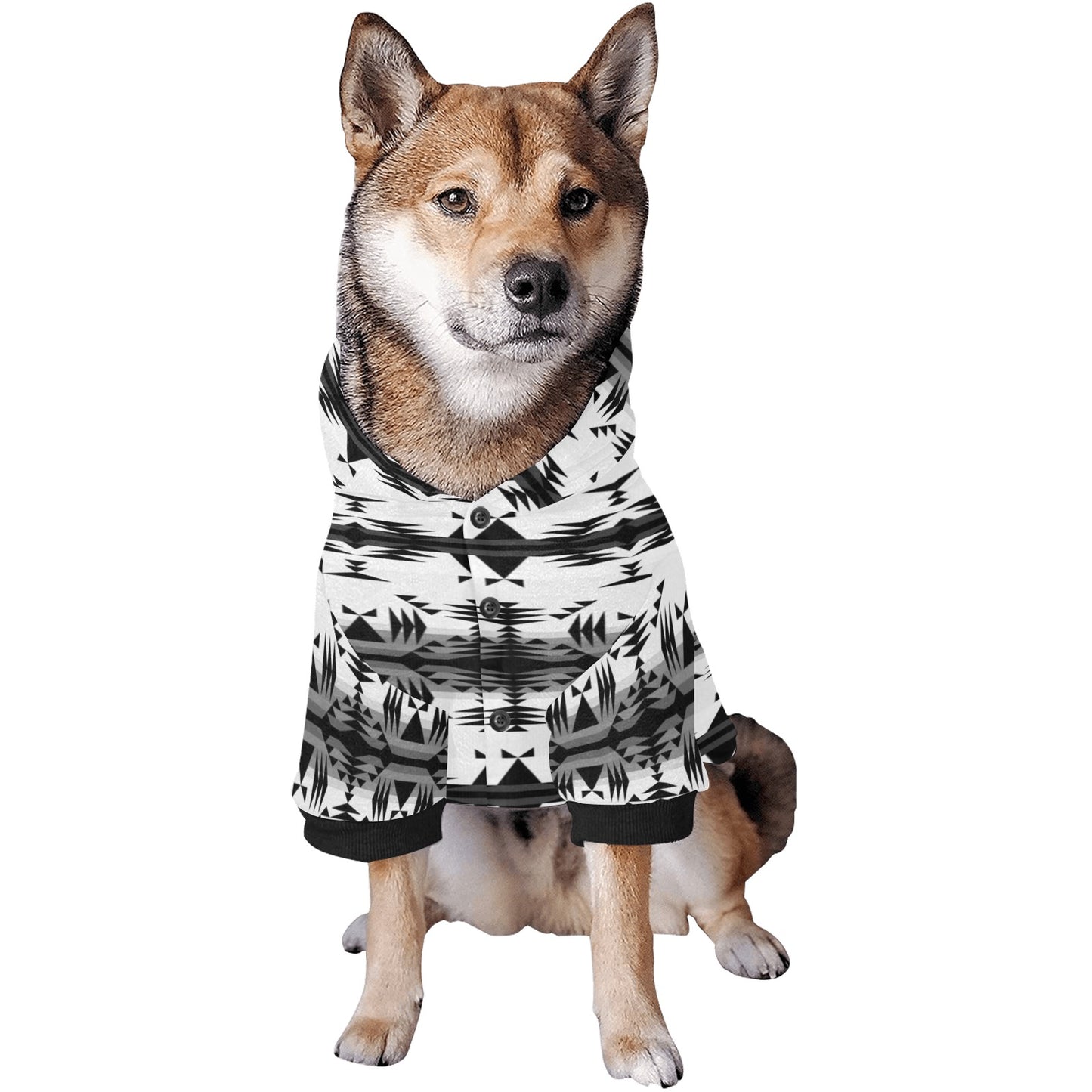 Between the Mountains White and Black Pet Dog Hoodie