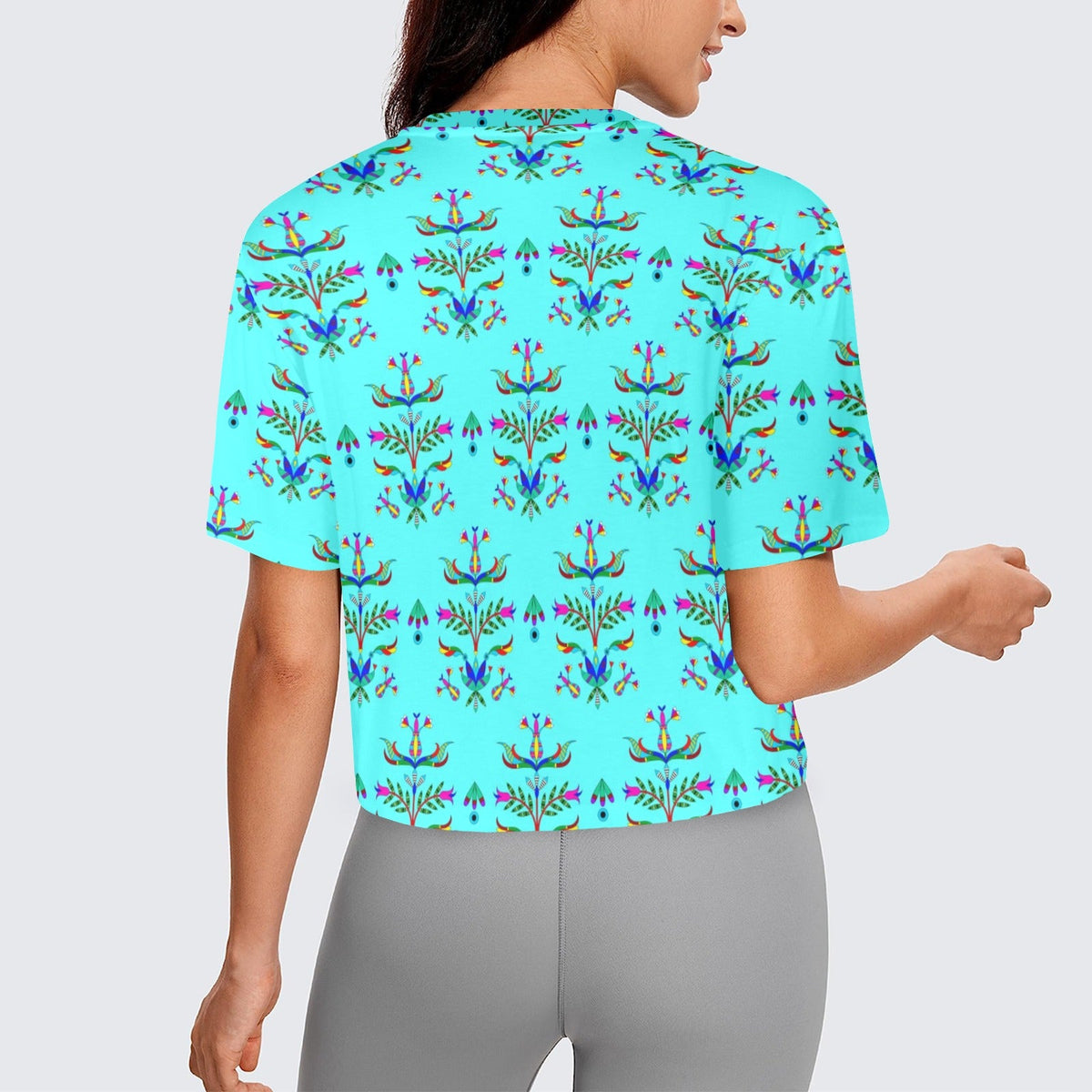 Dakota Damask Turquoise Crop Top