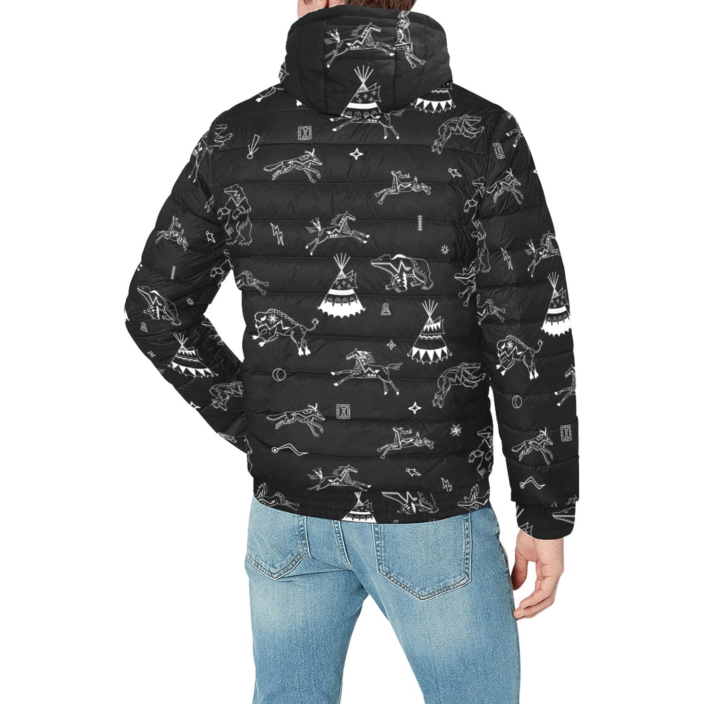 Ledger Dables Black Men's Padded Hooded Jacket