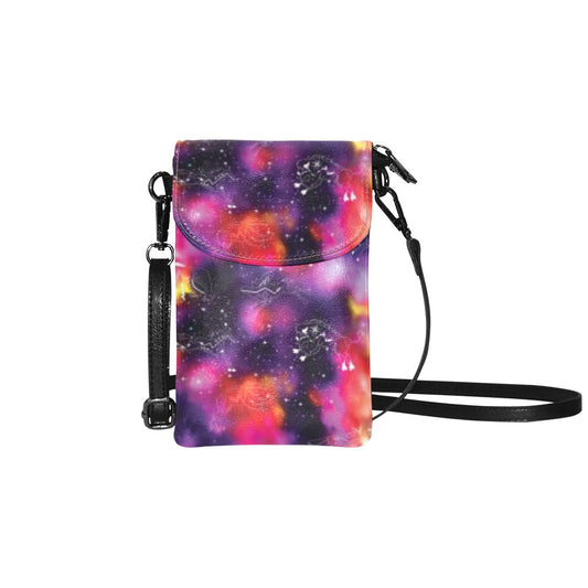 Animal Ancestors 9 Cosmic Swirl Purple and Red Small Cell Phone Purse