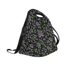 Load image into Gallery viewer, Purple Beaded Rose Neoprene Lunch Bag/Large
