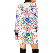 Load image into Gallery viewer, Floral Beadwork Four Clans White Hoodie Dress
