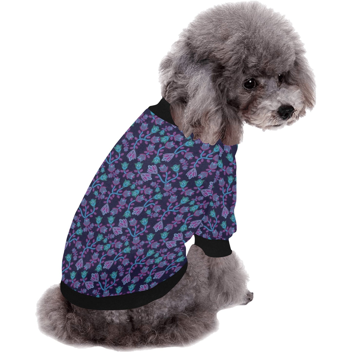 Beaded Blue Nouveau Pet Dog Round Neck Shirt