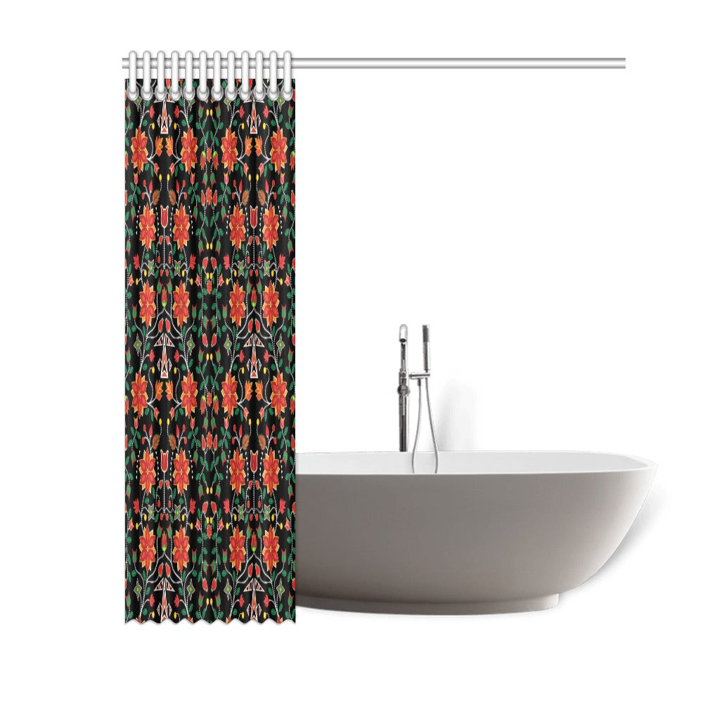 Floral Beadwork Six Bands Shower Curtain 60"x72"