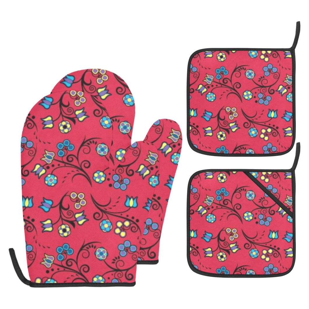 Blue Trio Cardinal Oven Mitt & Pot Holder