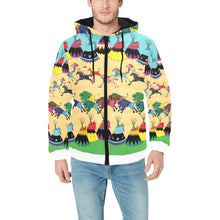 Load image into Gallery viewer, Horses and Buffalo Ledger White Men&#39;s Padded Hooded Jacket
