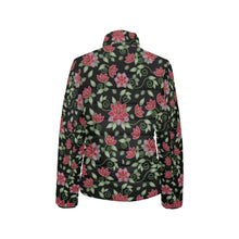 Load image into Gallery viewer, Red Beaded Rose Women&#39;s Stand Collar Padded Jacket
