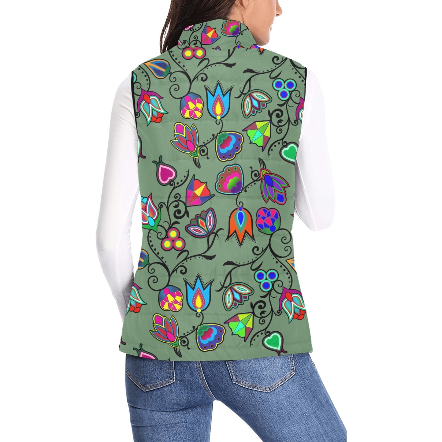 Indigenous Paisley Dark Sea Women's Padded Vest Jacket